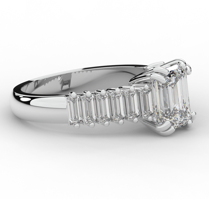 2.60CT.TW EMERALD CUT LAB DIAMOND ENGAGEMENT RING - Nazarelle