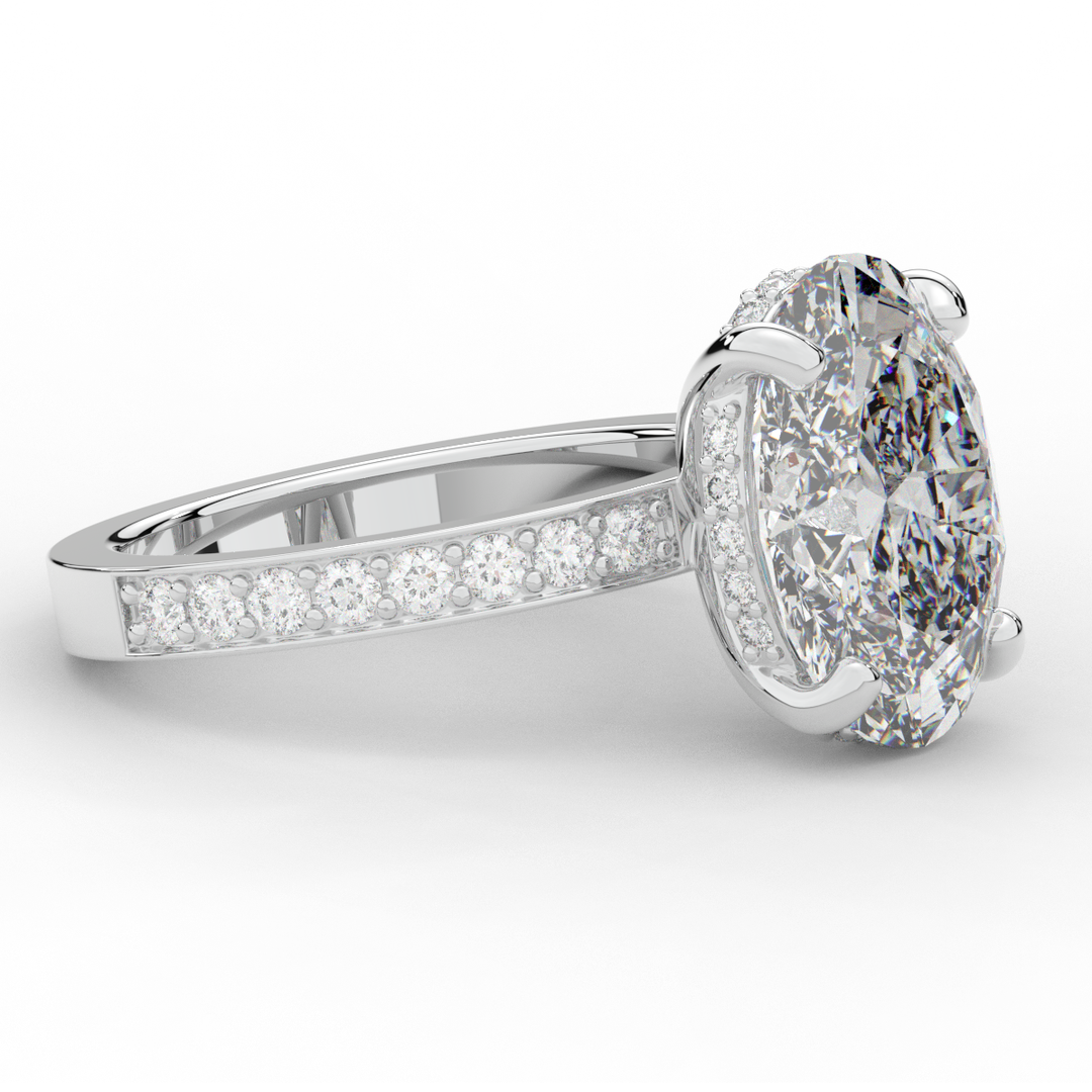 4.30CT.TW OVAL LAB DIAMOND BAND ENGAGEMENT RING - Nazarelle