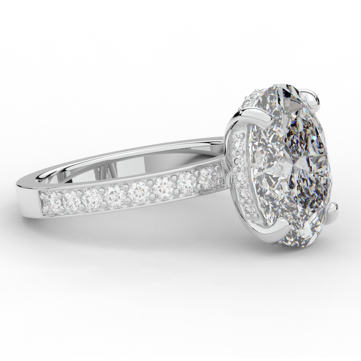 4.30CT.TW OVAL LAB DIAMOND BAND ENGAGEMENT RING - Nazarelle