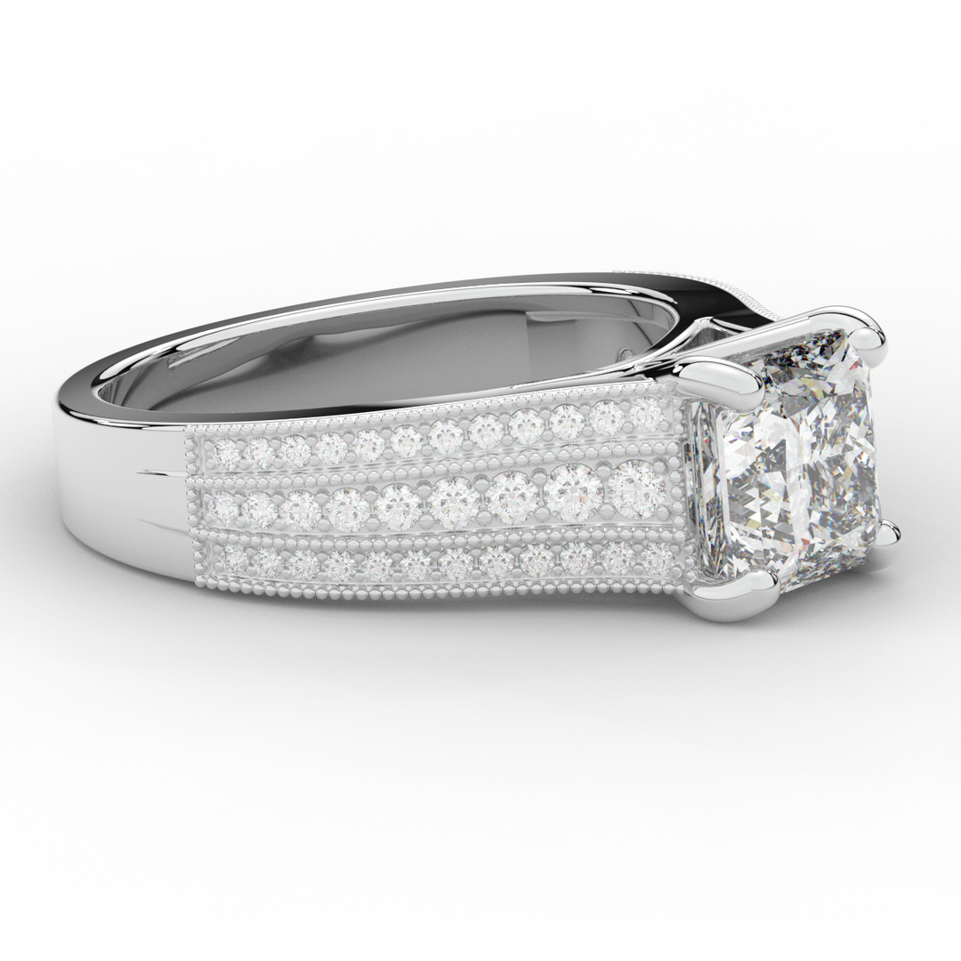 3.55CT.TW PRINCESS LAB DIAMOND ENGAGEMENT RING - Nazarelle