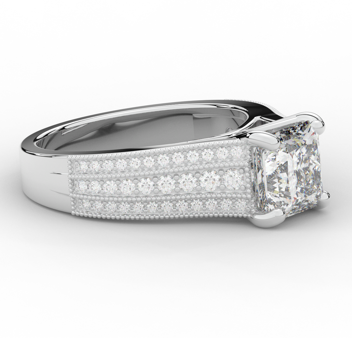 3.55CT.TW PRINCESS LAB DIAMOND ENGAGEMENT RING - Nazarelle