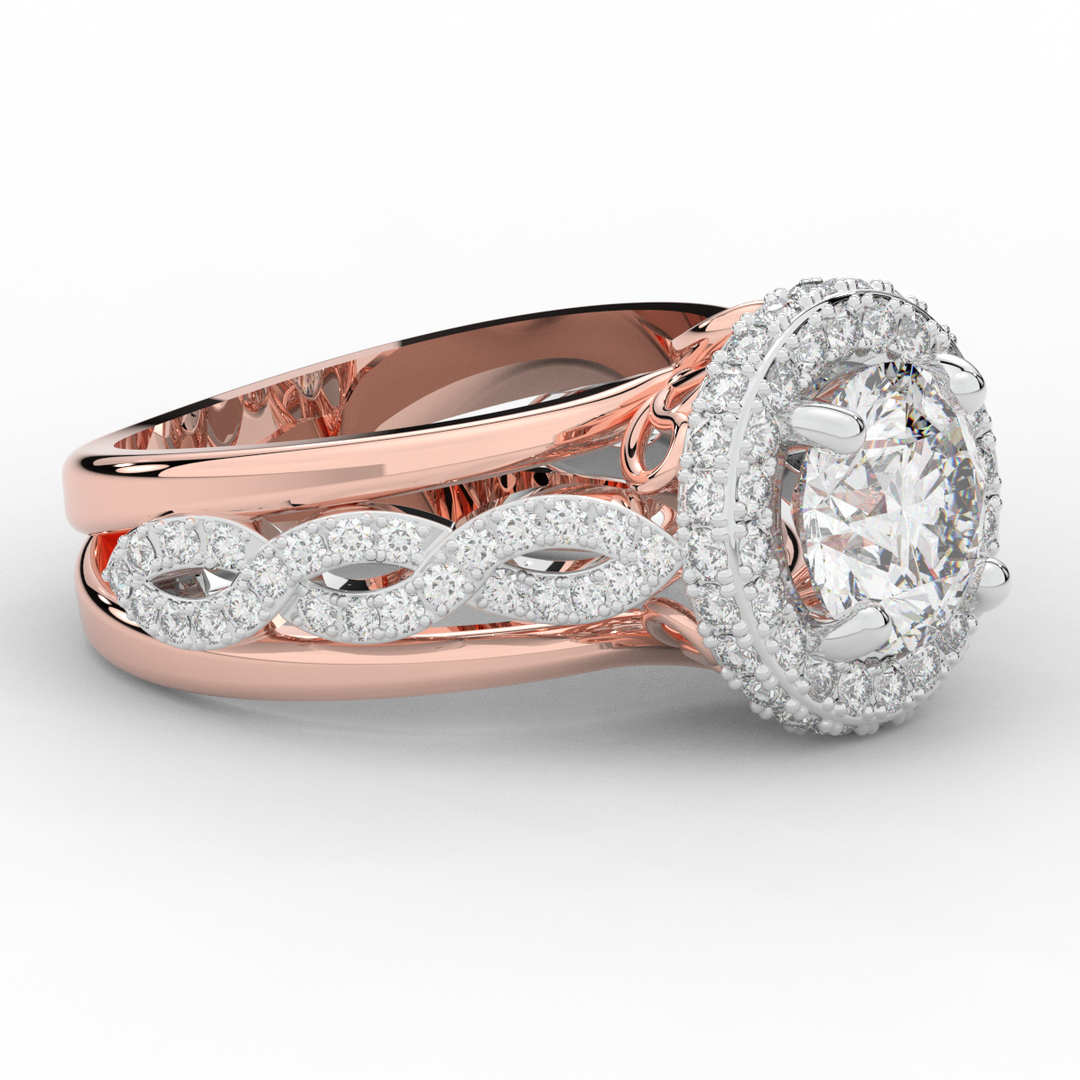 2.85CT.TW ROUND LAB DIAMOND HALO TWO TONE ENGAGEMENT RING - Nazarelle