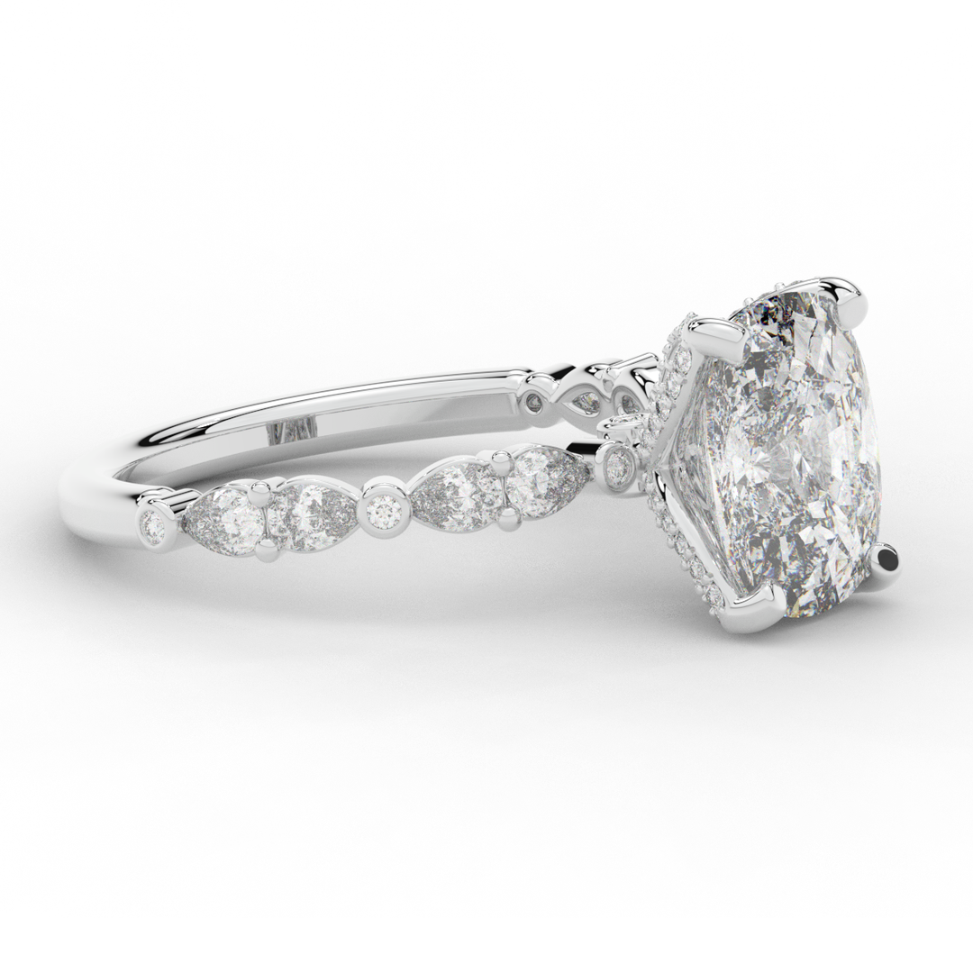 3.60CT.TW CUSHION LAB DIAMOND SOLITAIRE ENGAGEMENT RING - Nazarelle