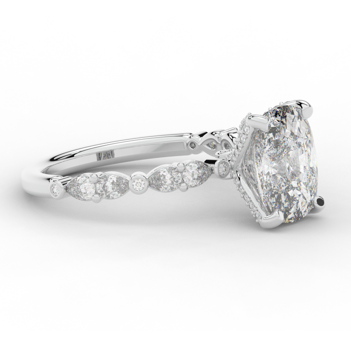 3.60CT.TW CUSHION LAB DIAMOND SOLITAIRE ENGAGEMENT RING - Nazarelle
