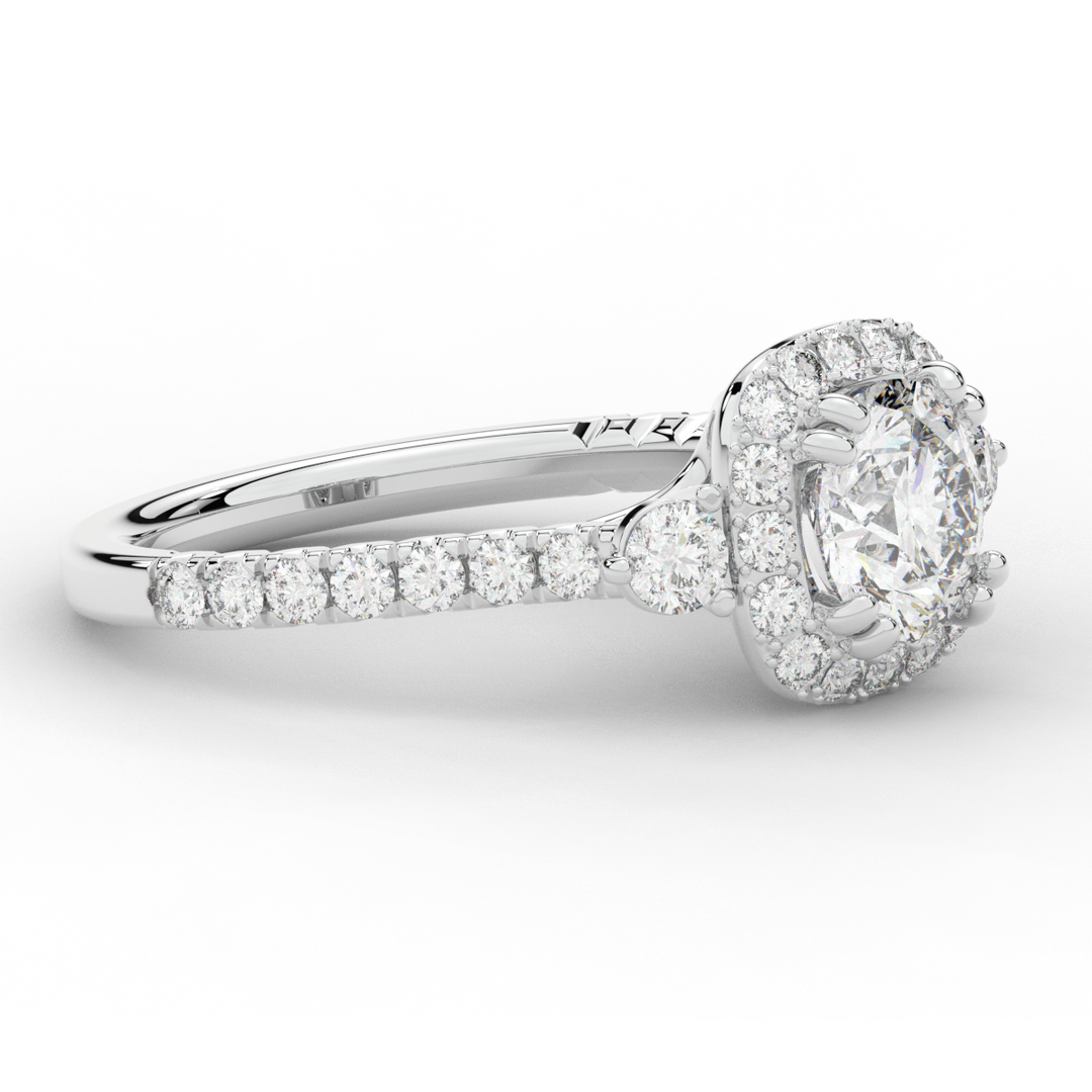 1.75CT.TW ROUND LAB DIAMOND HALO ENGAGEMENT RING - Nazarelle
