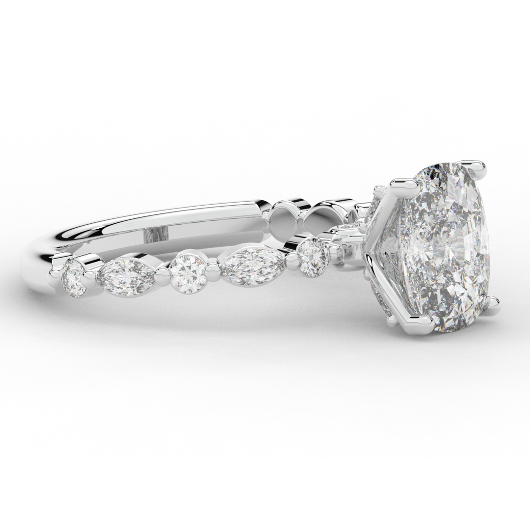 2.60CT.TW CUSHION LAB DIAMOND SOLITAIRE ENGAGEMENT RING - Nazarelle