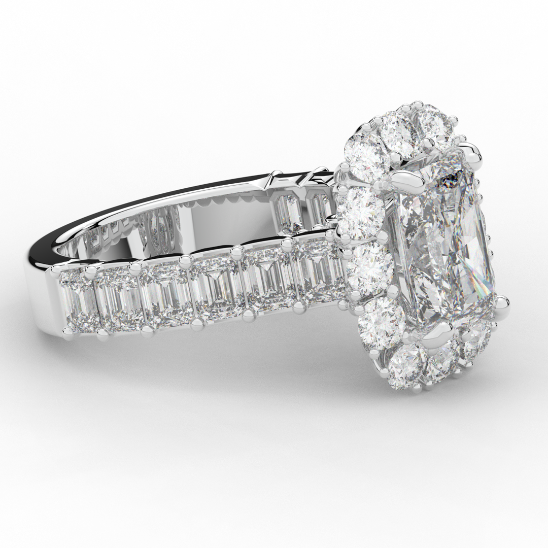 6.00CT.TW RADIANT LAB DIAMOND HALO ENGAGEMENT RING - Nazarelle