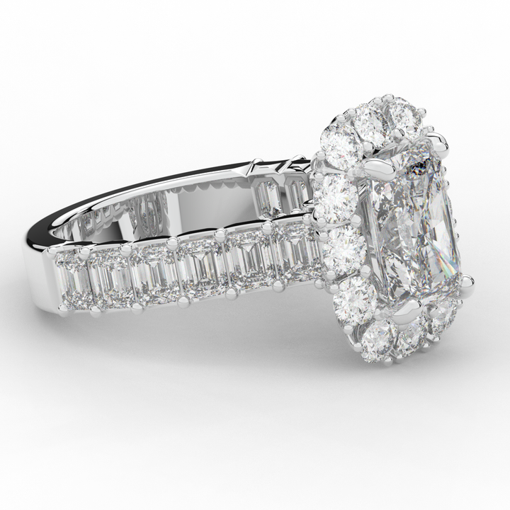 6.00CT.TW RADIANT LAB DIAMOND HALO ENGAGEMENT RING - Nazarelle