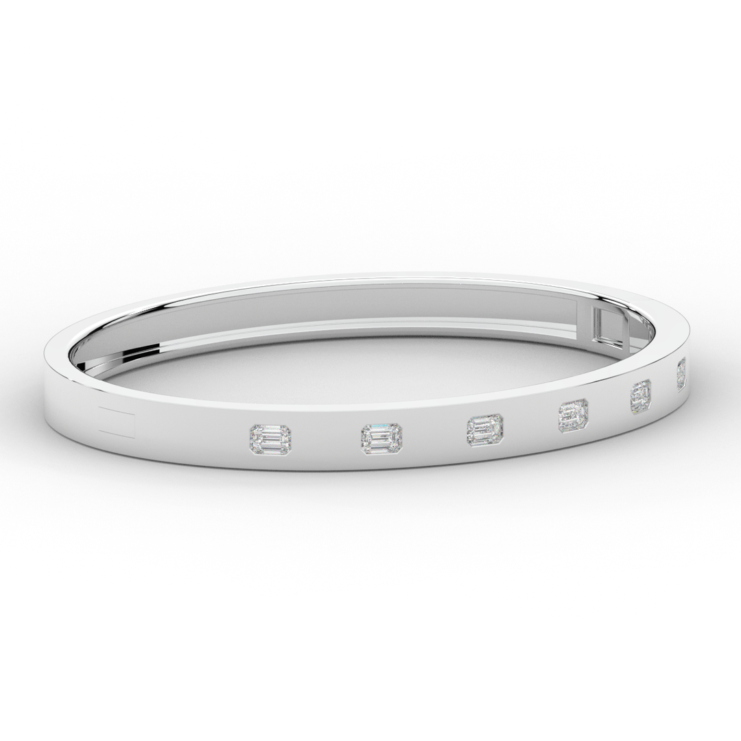 1.25CT.TW ROUND LAB DIAMOND BEZEL SET BANGLE - Nazarelle