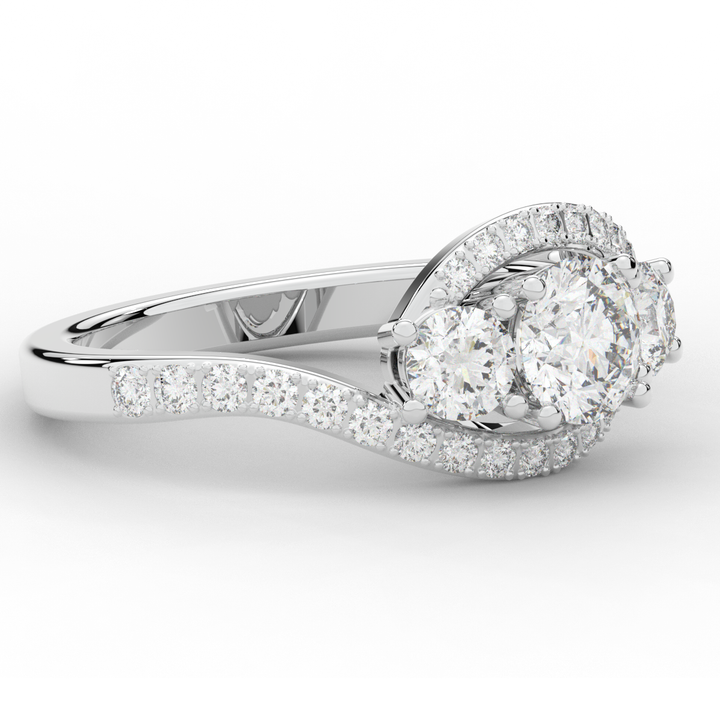1.65CT.TW ROUND LAB DIAMOND TWIST HALO ENGAGEMENT RING - Nazarelle