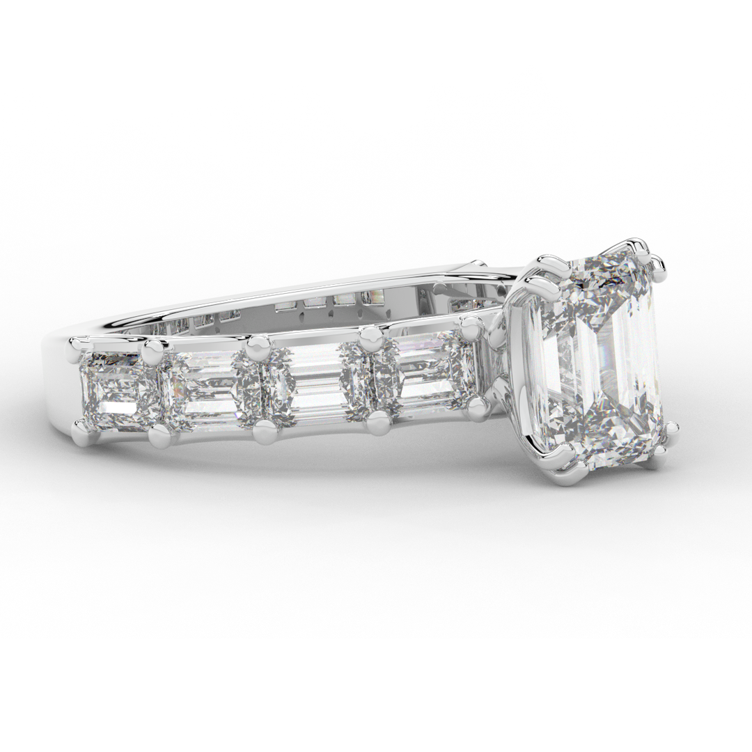 3.75CT.TW EMERALD CUT LAB DIAMOND SOLITAIRE ENGAGEMENT RING - Nazarelle