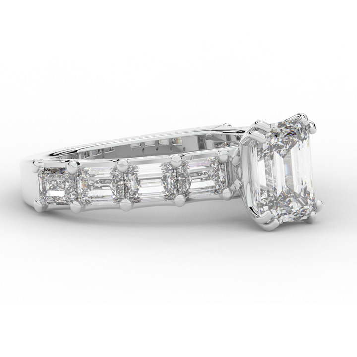 3.75CT.TW EMERALD CUT LAB DIAMOND SOLITAIRE ENGAGEMENT RING - Nazarelle