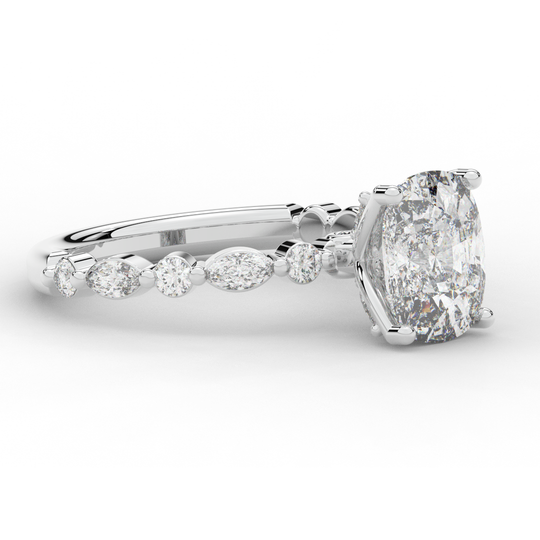 2.60CT.TW CUSHION LAB DIAMOND SOLITAIRE ENGAGEMENT RING - Nazarelle