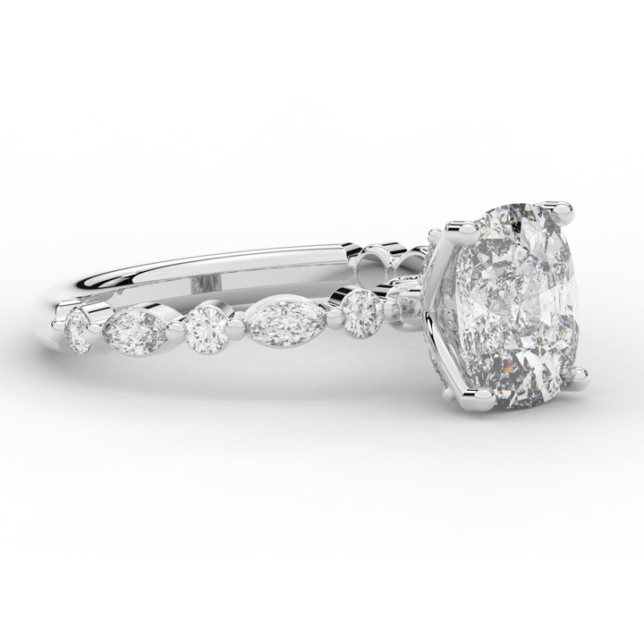 2.60CT.TW CUSHION LAB DIAMOND SOLITAIRE ENGAGEMENT RING - Nazarelle