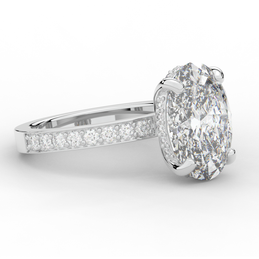 4.30CT.TW OVAL LAB DIAMOND BAND ENGAGEMENT RING - Nazarelle