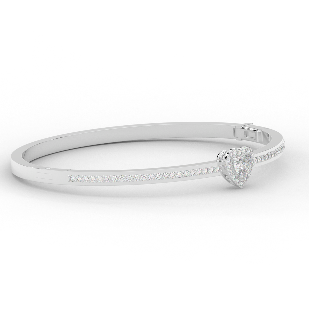 1.65CT.TW HEART AND ROUND LAB DIAMOND  BANGLE - Nazarelle