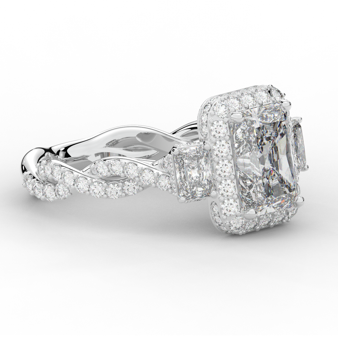 4.70CT.TW RADIANT LAB DIAMOND 3 STONE ENGAGEMENT RING - Nazarelle