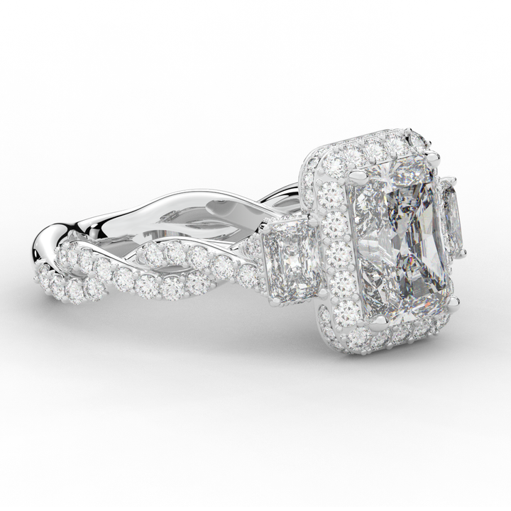 4.70CT.TW RADIANT LAB DIAMOND 3 STONE ENGAGEMENT RING - Nazarelle