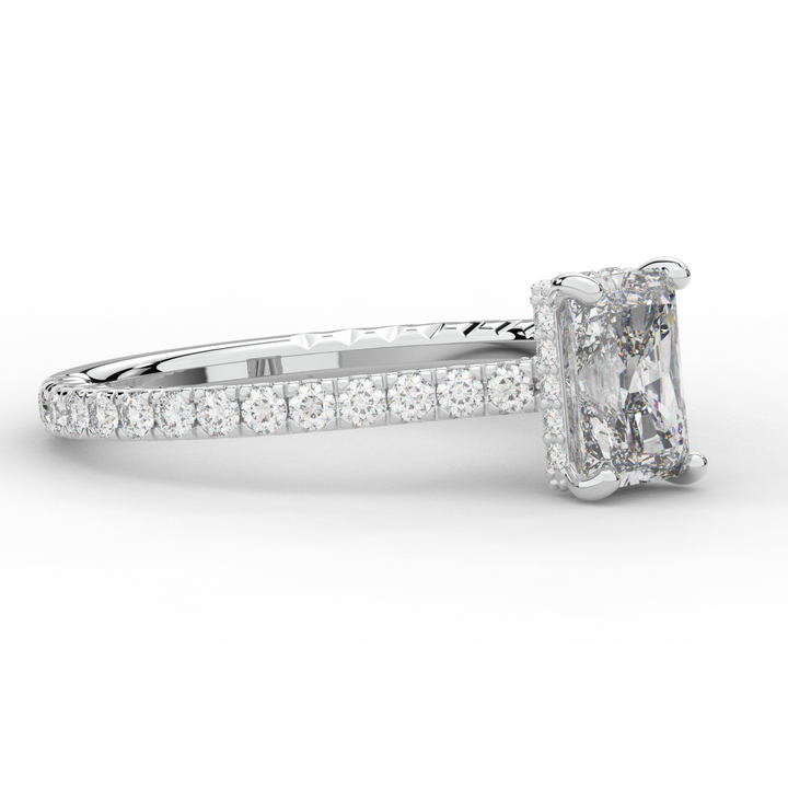 2.10CT.TW RADIANT LAB DIAMOND UNDERHALO SOLITAIRE ENGAGEMENT RING - Nazarelle