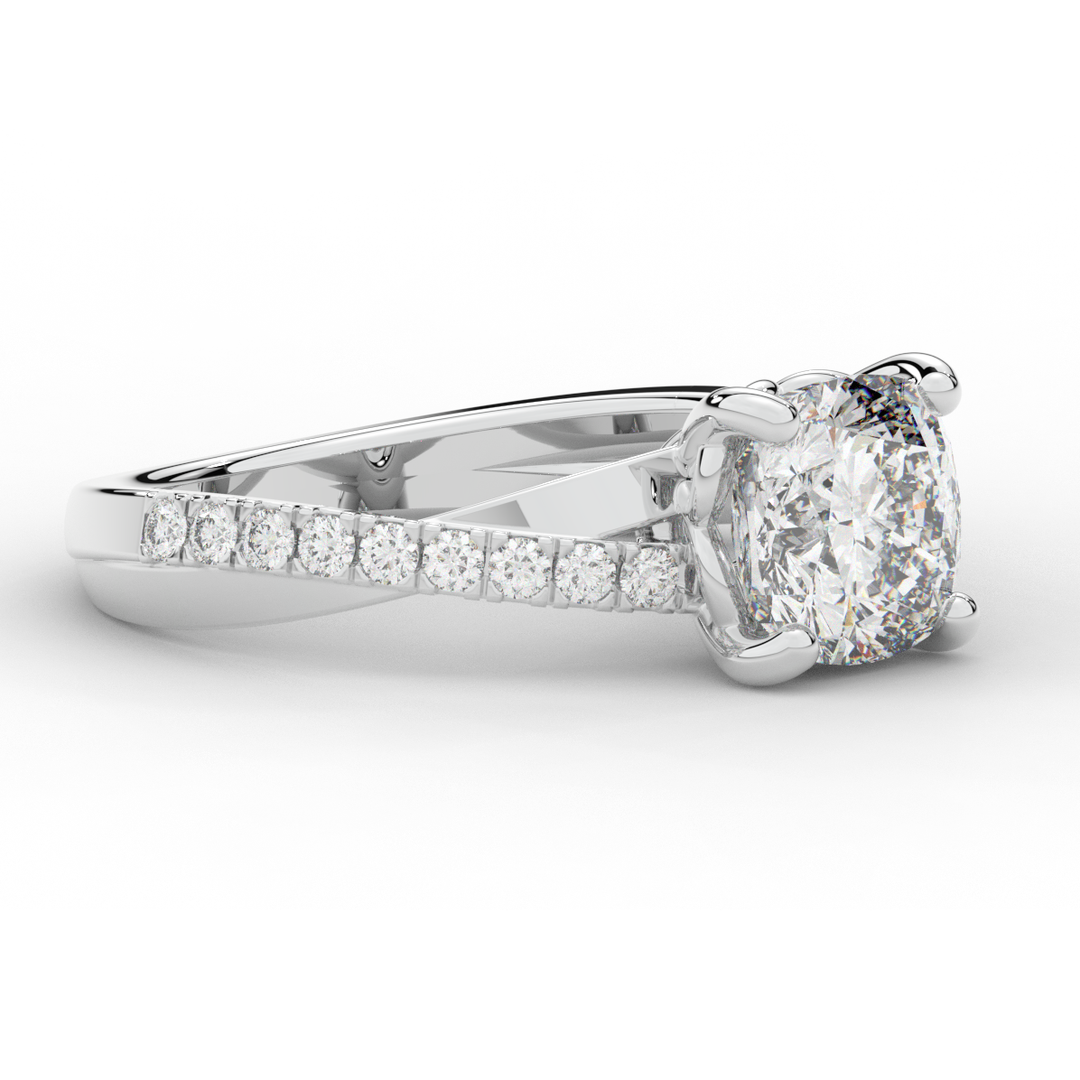 2.20CT.TW CUSHION LAB DIAMOND TWISTBAND ENGAGEMENT RING - Nazarelle