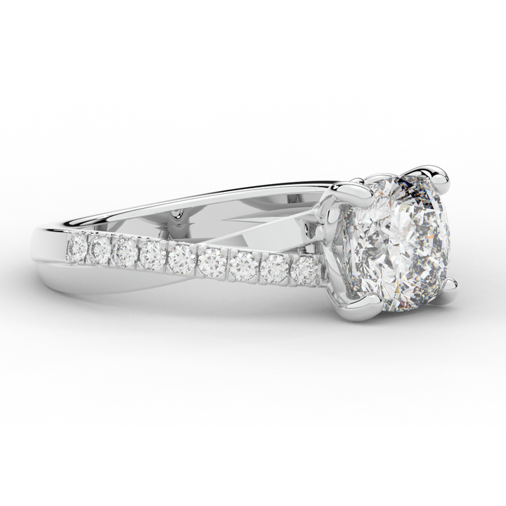 2.20CT.TW CUSHION LAB DIAMOND TWISTBAND ENGAGEMENT RING - Nazarelle