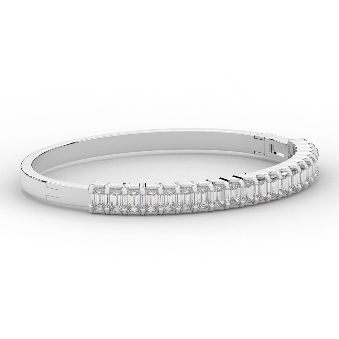 6.50CT.TW EMERALD CUT LAB DIAMOND BANGLE - Nazarelle