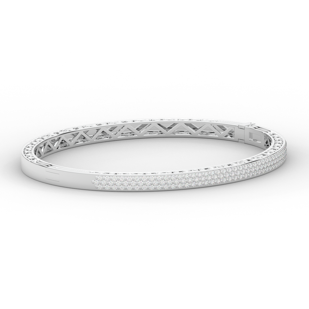 0.75CT.TW 3 ROW ROUND LAB DIAMOND  BANGLE - Nazarelle