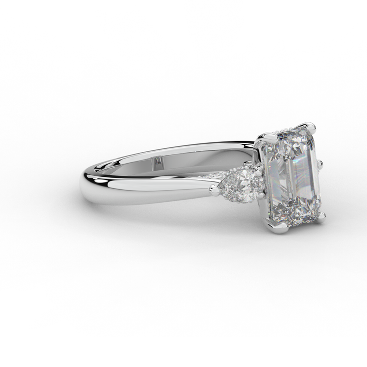 2.40CT.TW EMERALD CUT LAB DIAMOND 3 STONE ENGAGEMENT RING - Nazarelle