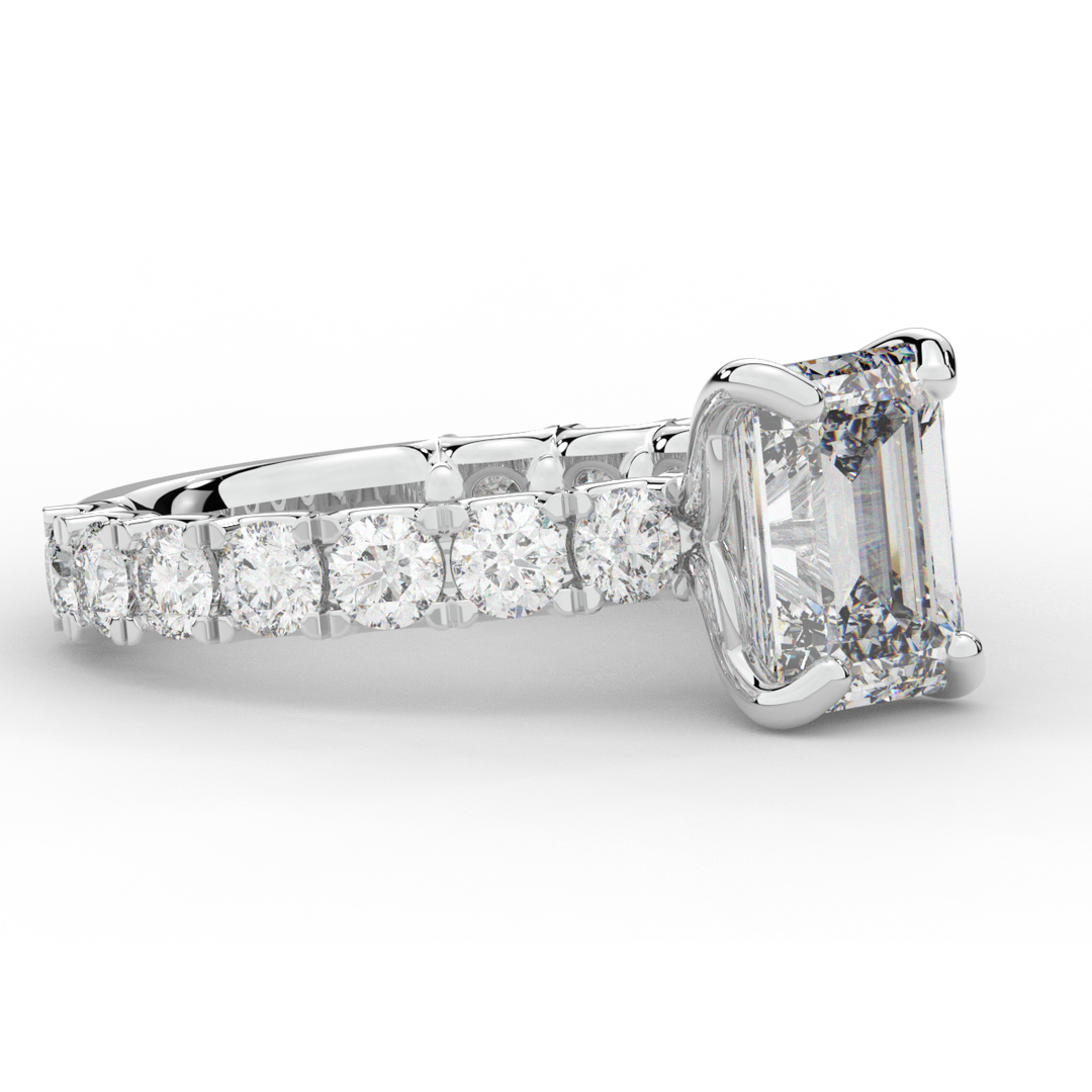 4.35CT.TW EMERALD CUT LAB DIAMOND ENGAGEMENT RING - Nazarelle