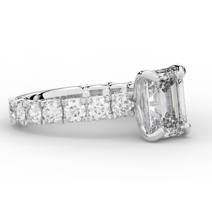 4.35CT.TW EMERALD CUT LAB DIAMOND ENGAGEMENT RING - Nazarelle