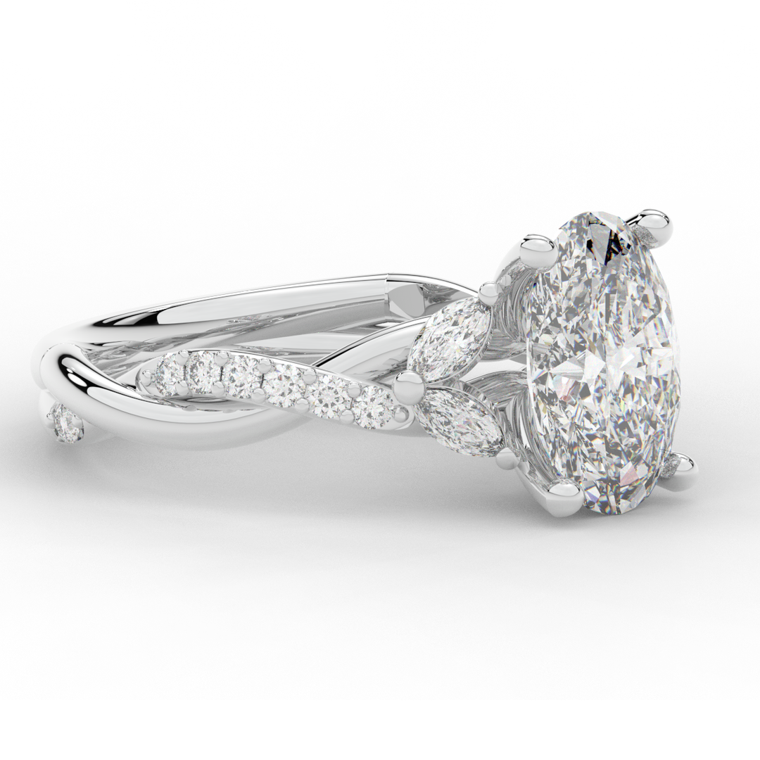 2.40CT.TW OVAL LAB DIAMOND TWIST ENGAGEMENT RING - Nazarelle