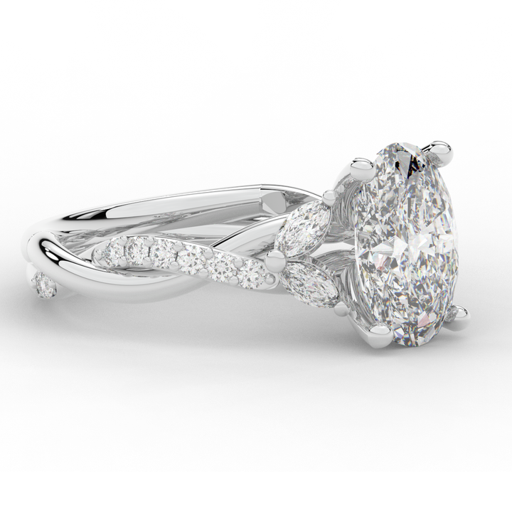 2.40CT.TW OVAL LAB DIAMOND TWIST ENGAGEMENT RING - Nazarelle