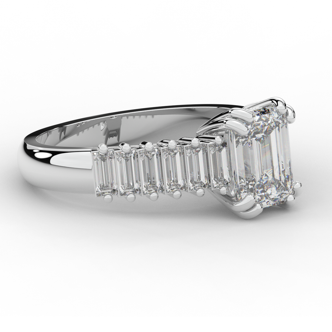 2.60CT.TW EMERALD CUT LAB DIAMOND ENGAGEMENT RING - Nazarelle