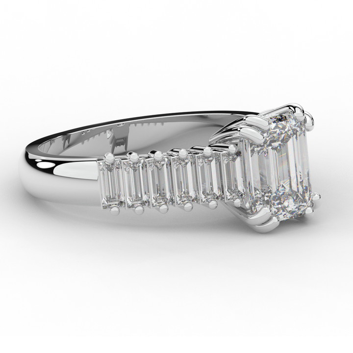 2.60CT.TW EMERALD CUT LAB DIAMOND ENGAGEMENT RING - Nazarelle