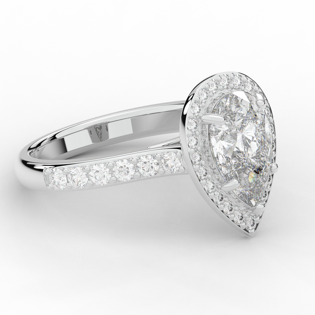 2.50CT.TW PEAR LAB DIAMOND HALO ENGAGEMENT RING - Nazarelle