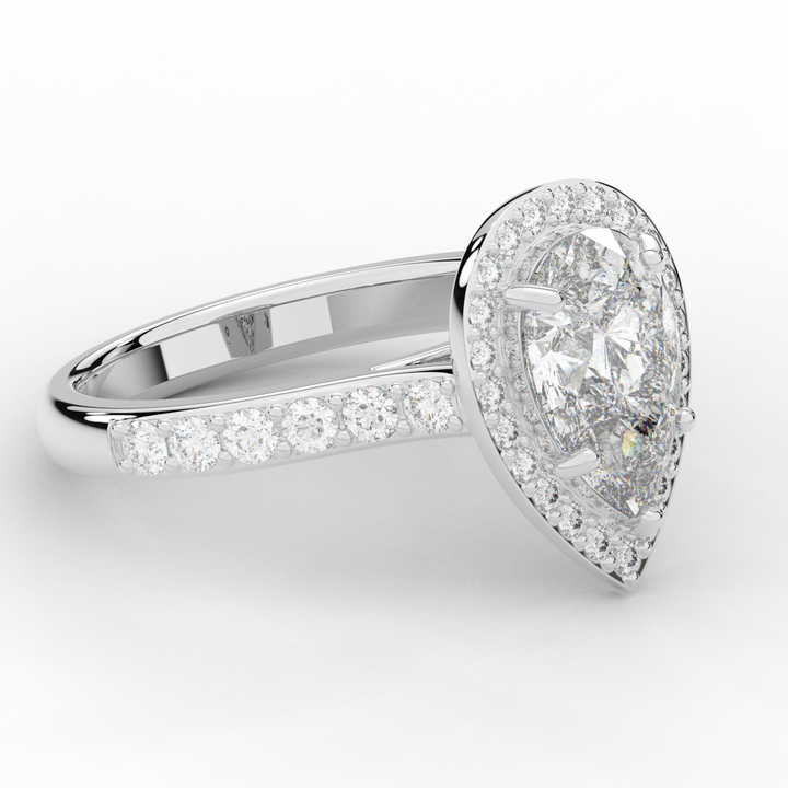 2.50CT.TW PEAR LAB DIAMOND HALO ENGAGEMENT RING - Nazarelle