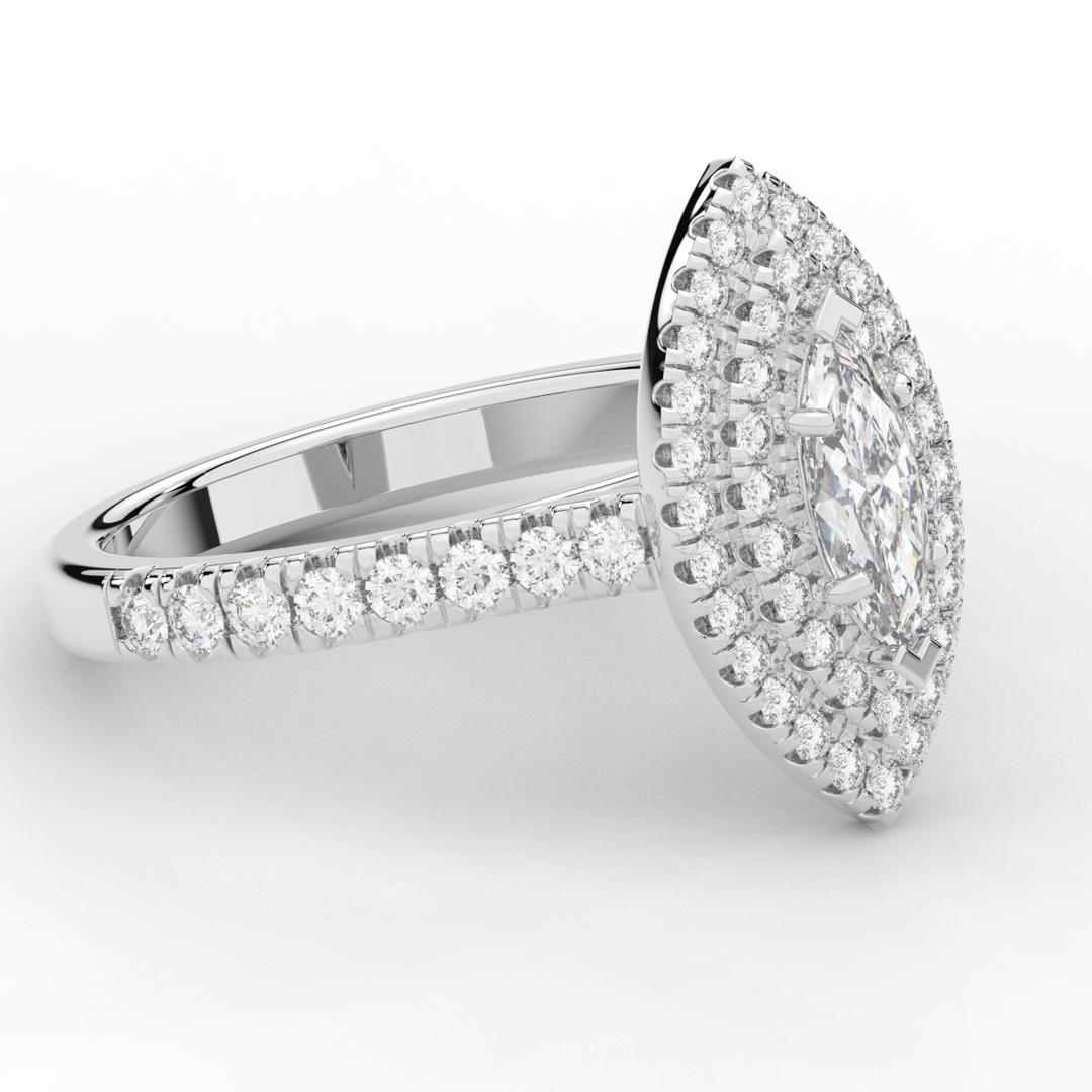 1.00CT.TW MARQUISE LAB DIAMOND HALO ENGAGEMENT RING - Nazarelle