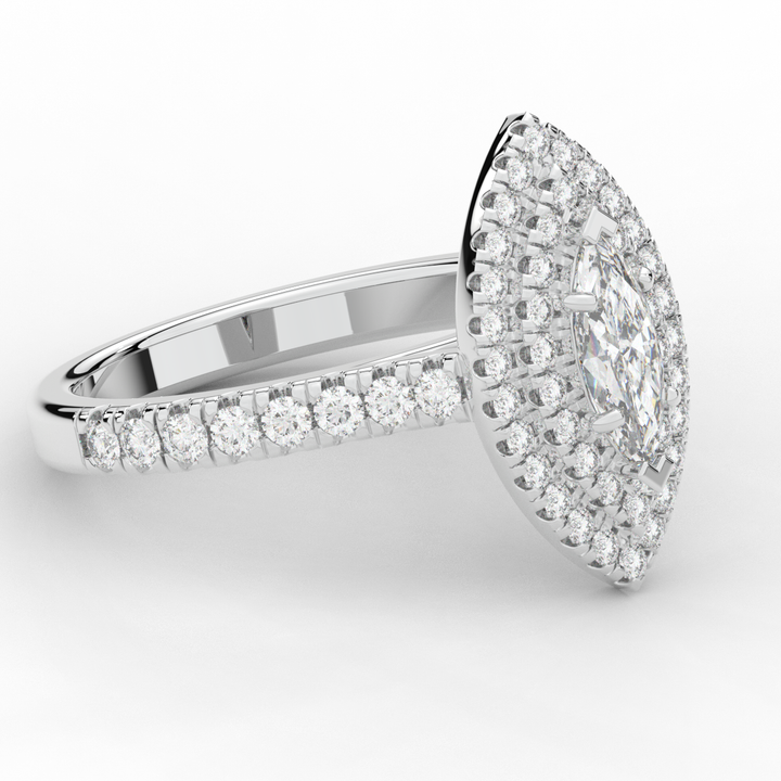 1.00CT.TW MARQUISE LAB DIAMOND HALO ENGAGEMENT RING - Nazarelle