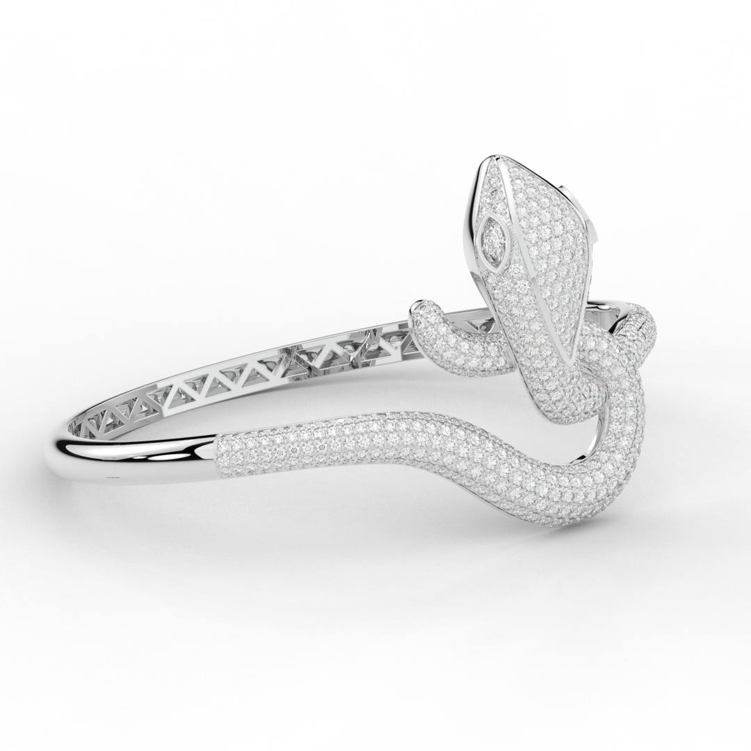 4.90CT.TW ROUND AND PEAR LAB DIAMOND SNAKE BANGLE - Nazarelle
