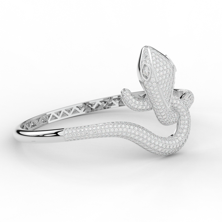4.90CT.TW ROUND AND PEAR LAB DIAMOND SNAKE BANGLE - Nazarelle