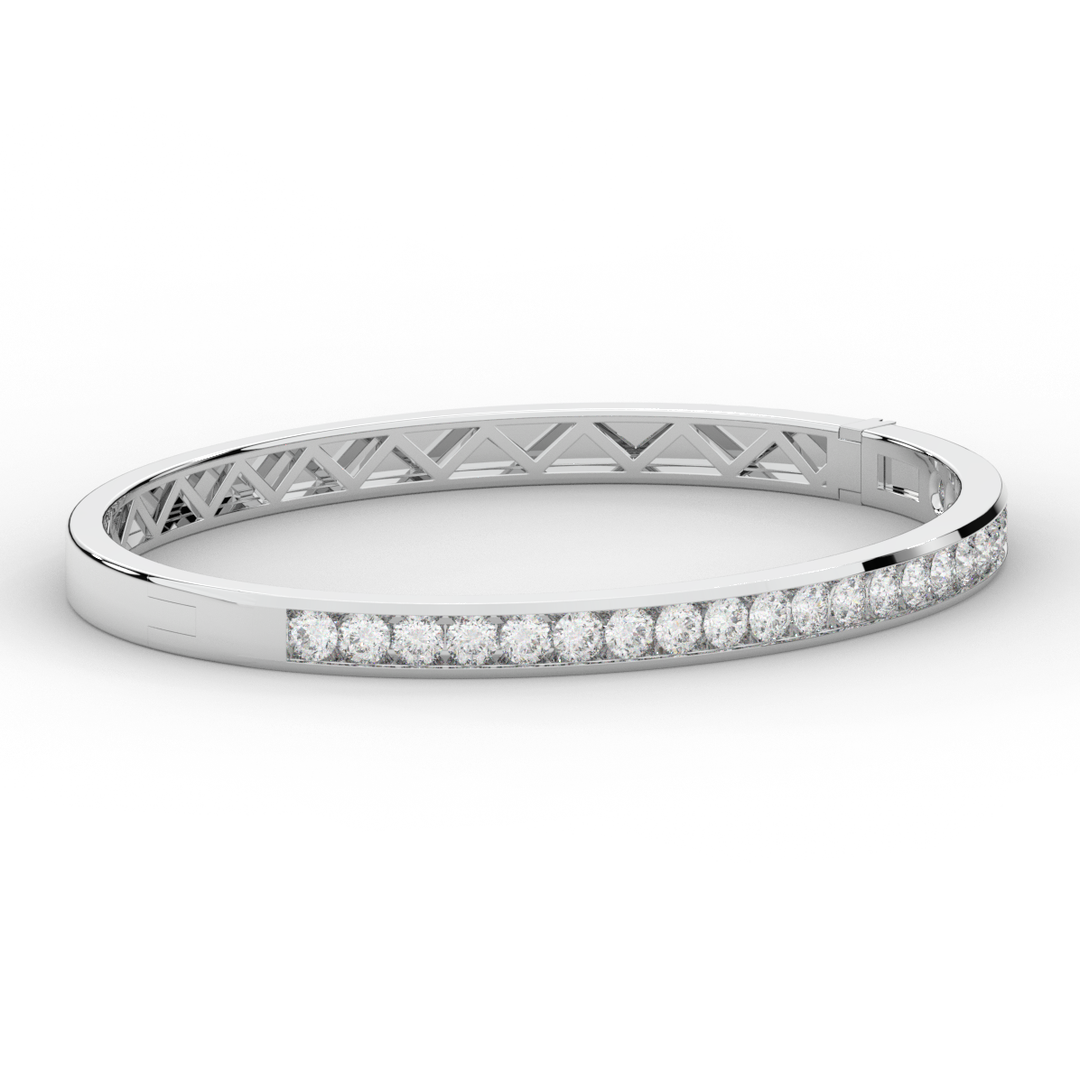 2.75CT.TW ROUND LAB CHANNEL SET DIAMOND BANGLE - Nazarelle
