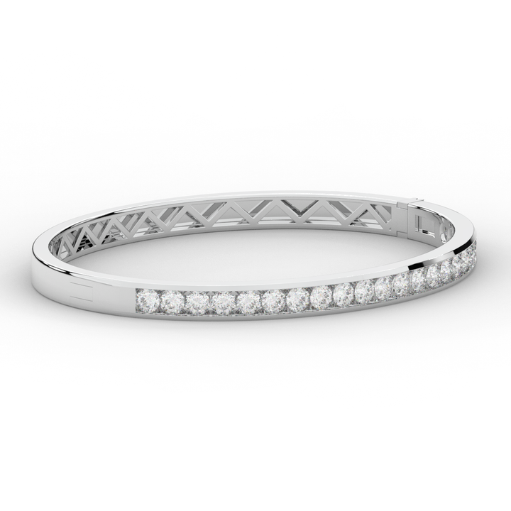 2.75CT.TW ROUND LAB CHANNEL SET DIAMOND BANGLE - Nazarelle
