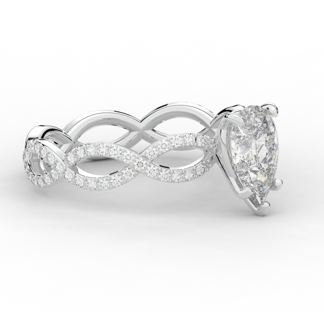 1.30CT.TW PEAR LAB DIAMOND TWIST BAND ENGAGEMENT RING - Nazarelle