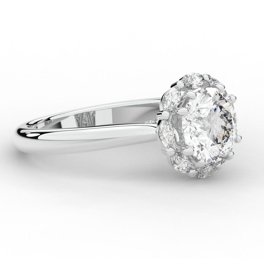 2.40CT.TW ROUND LAB DIAMOND HALO ENGAGEMENT RING - Nazarelle
