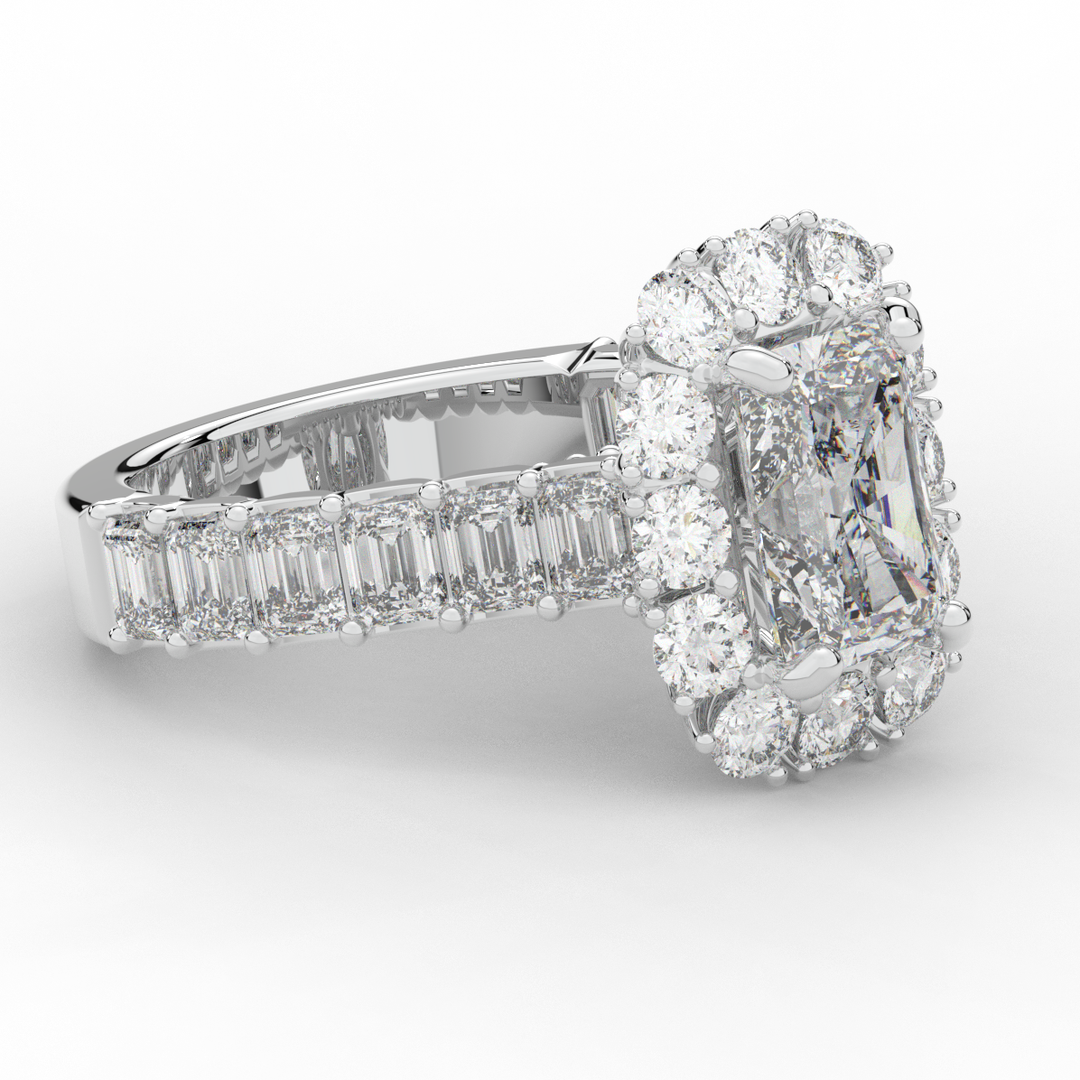 6.00CT.TW RADIANT LAB DIAMOND HALO ENGAGEMENT RING - Nazarelle