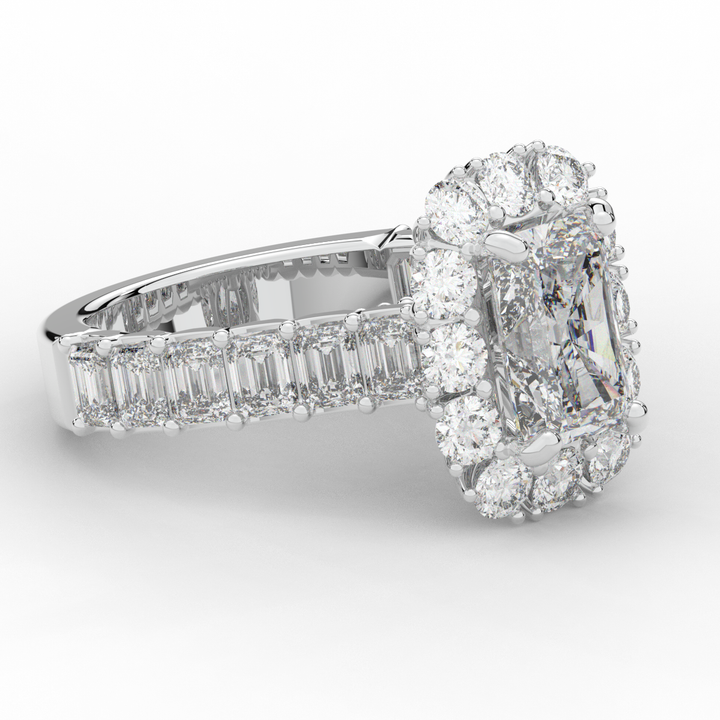 6.00CT.TW RADIANT LAB DIAMOND HALO ENGAGEMENT RING - Nazarelle
