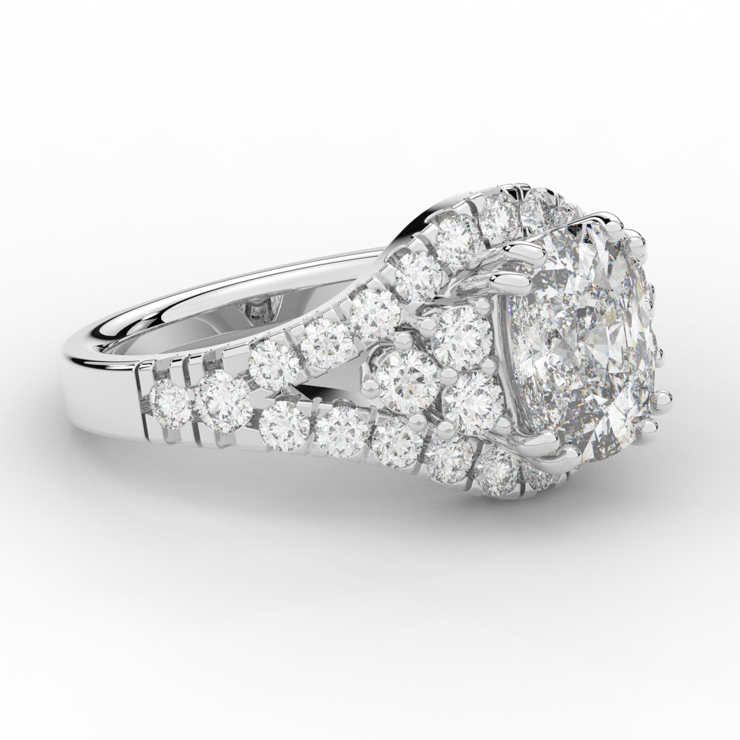 3.10CT.TW CUSHION LAB DIAMOND HALO ENGAGEMENT RING - Nazarelle