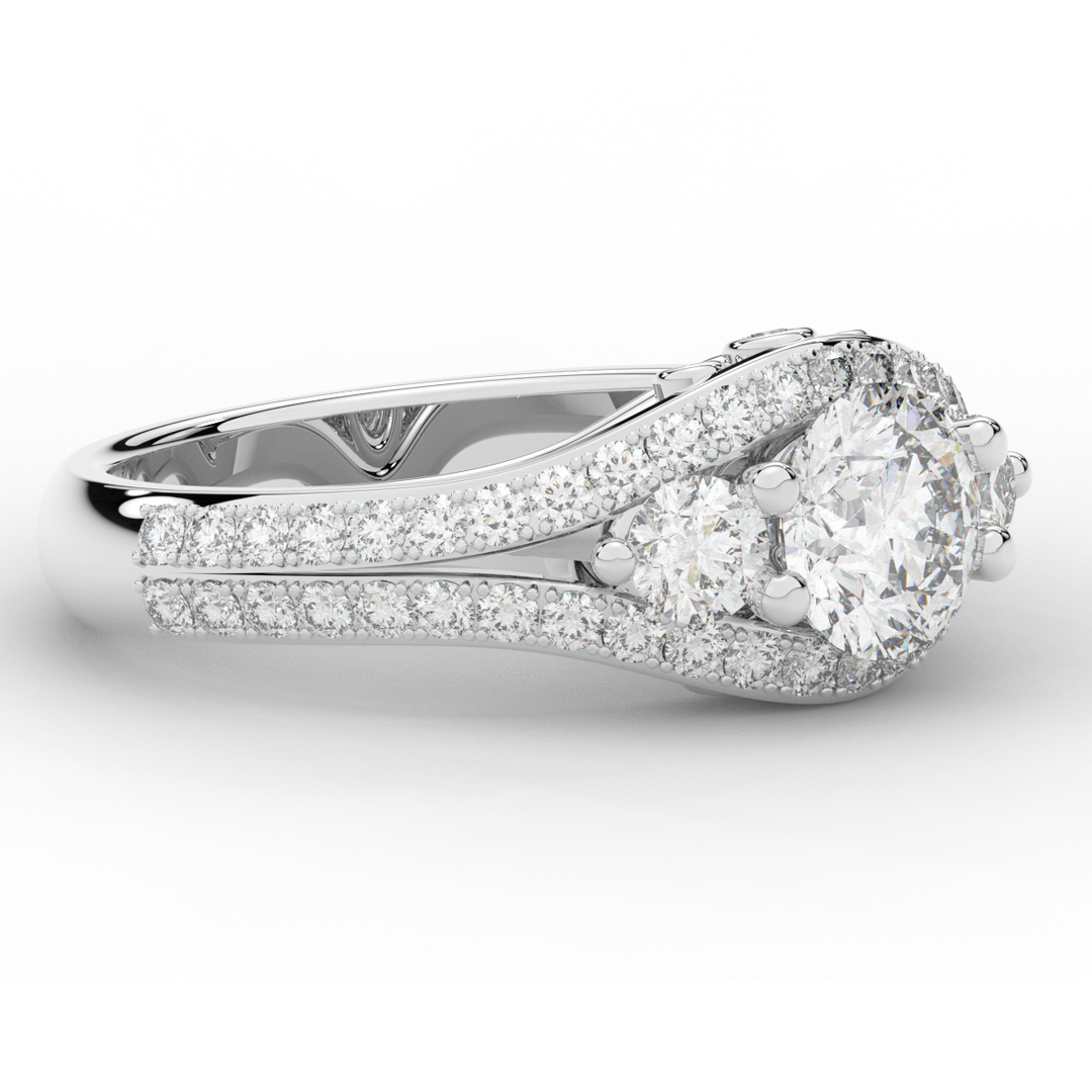 1.90CT.TW ROUND LAB DIAMOND THREE STONE ENGAGEMENT RING - Nazarelle