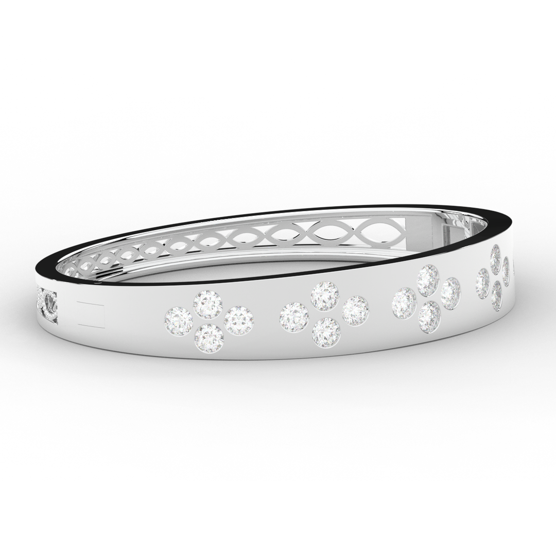 4.10CT.TW ROUND LAB DIAMOND BEZEL SET BANGLE - Nazarelle