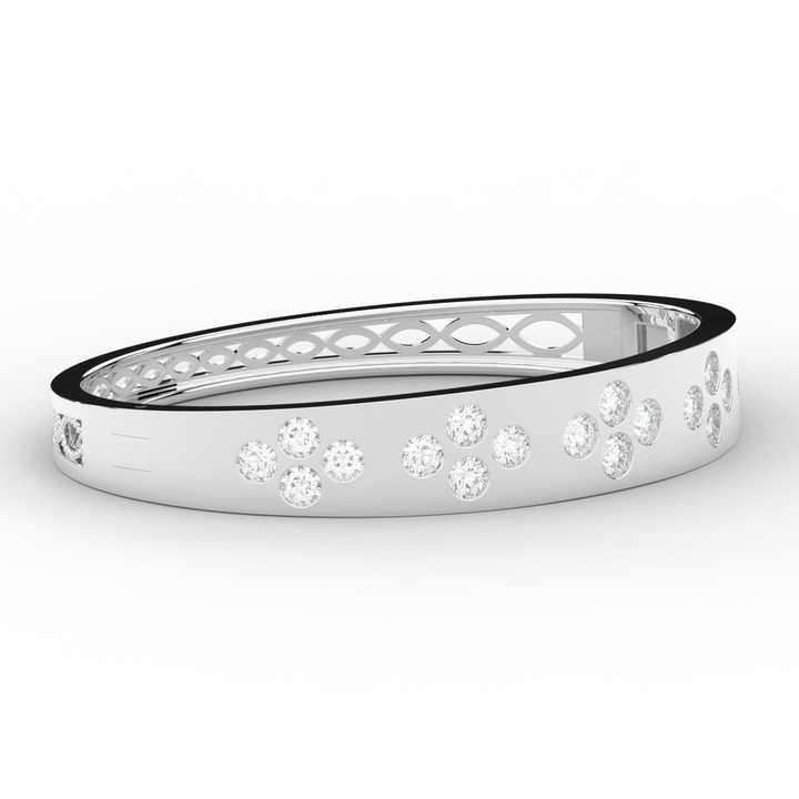 4.10CT.TW ROUND LAB DIAMOND BEZEL SET BANGLE - Nazarelle